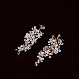 Macrae & Co Rose Gold Pearl and Crystal Cluster Earrings